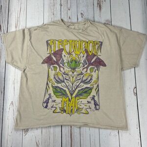 Fleetwood Mac Graphic T-Shirt Tan Beige Art Nouveau Moth Penguin Size 2X